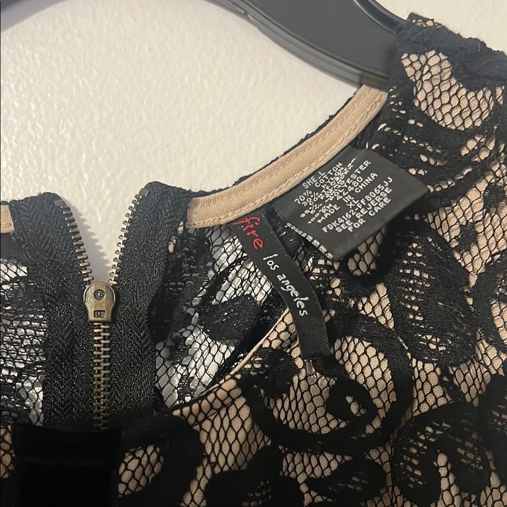 Fire Los Angeles Black and Beige Lace Top